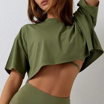 여성용 요가 티셔츠, 작업복, 루즈 피트니스 상의, 운동, 체육관, 아웃도어 트레이닝 셔츠, 스포츠 반팔 요가 티셔츠 상의, 여성용
