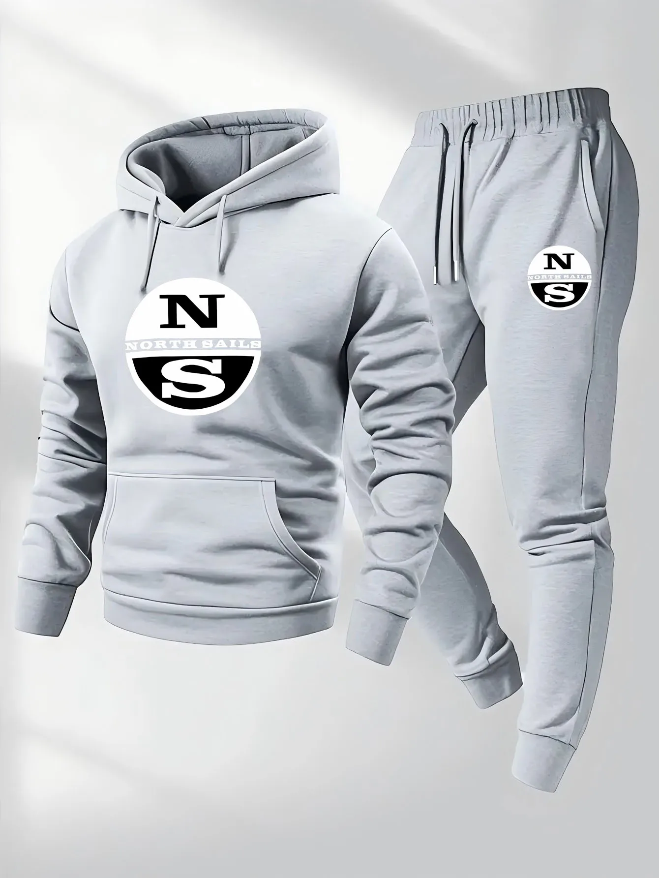 Men's two-piece sweatshirts, lightweight printed sweatshirts, trendy style running training sets, and fashionable fitness sets