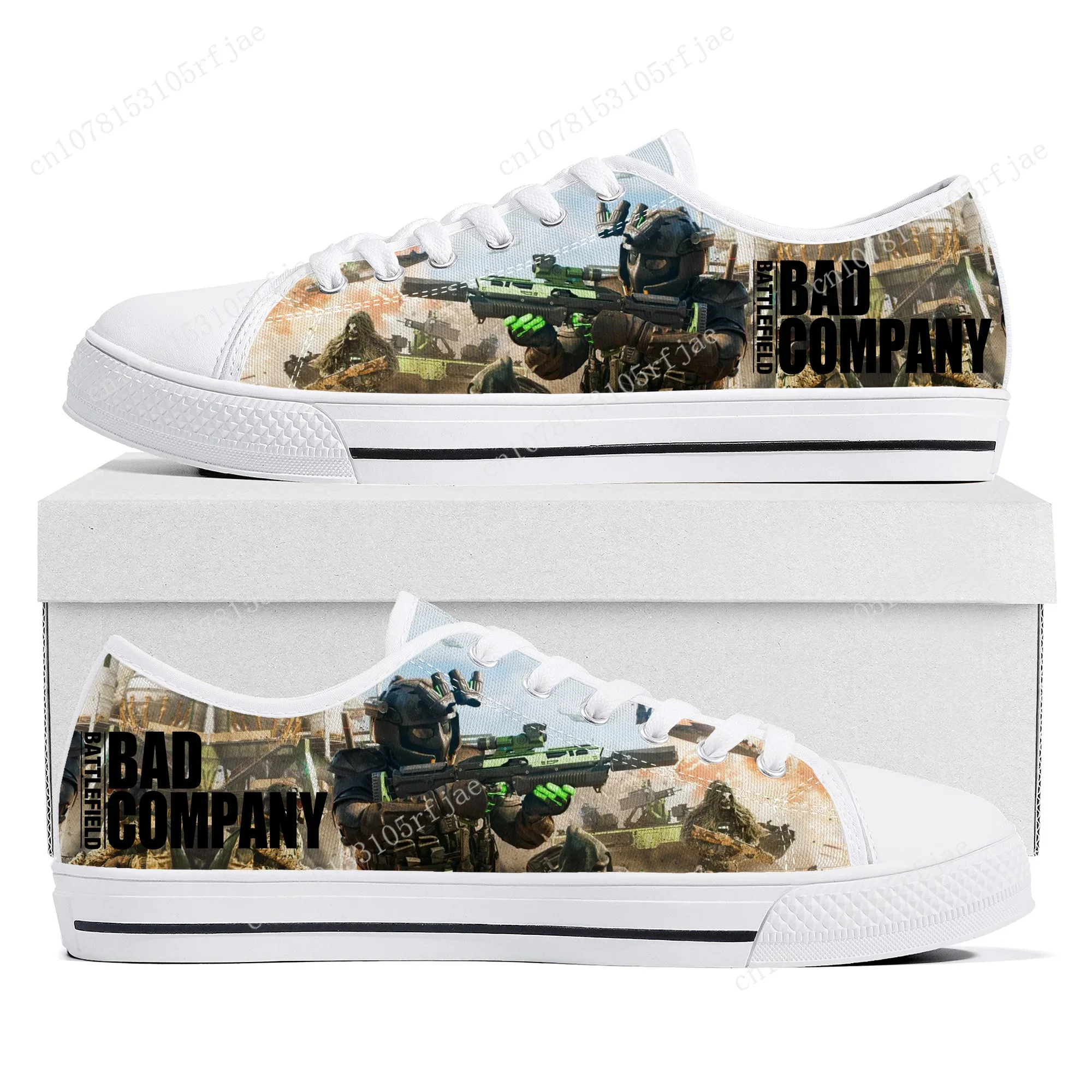 

Battlefield Low Top Sneakers Hot Cartoon Game Womens Mens Teenager High Quality Canvas Fashion Sneaker Couple Custom Built Shoes