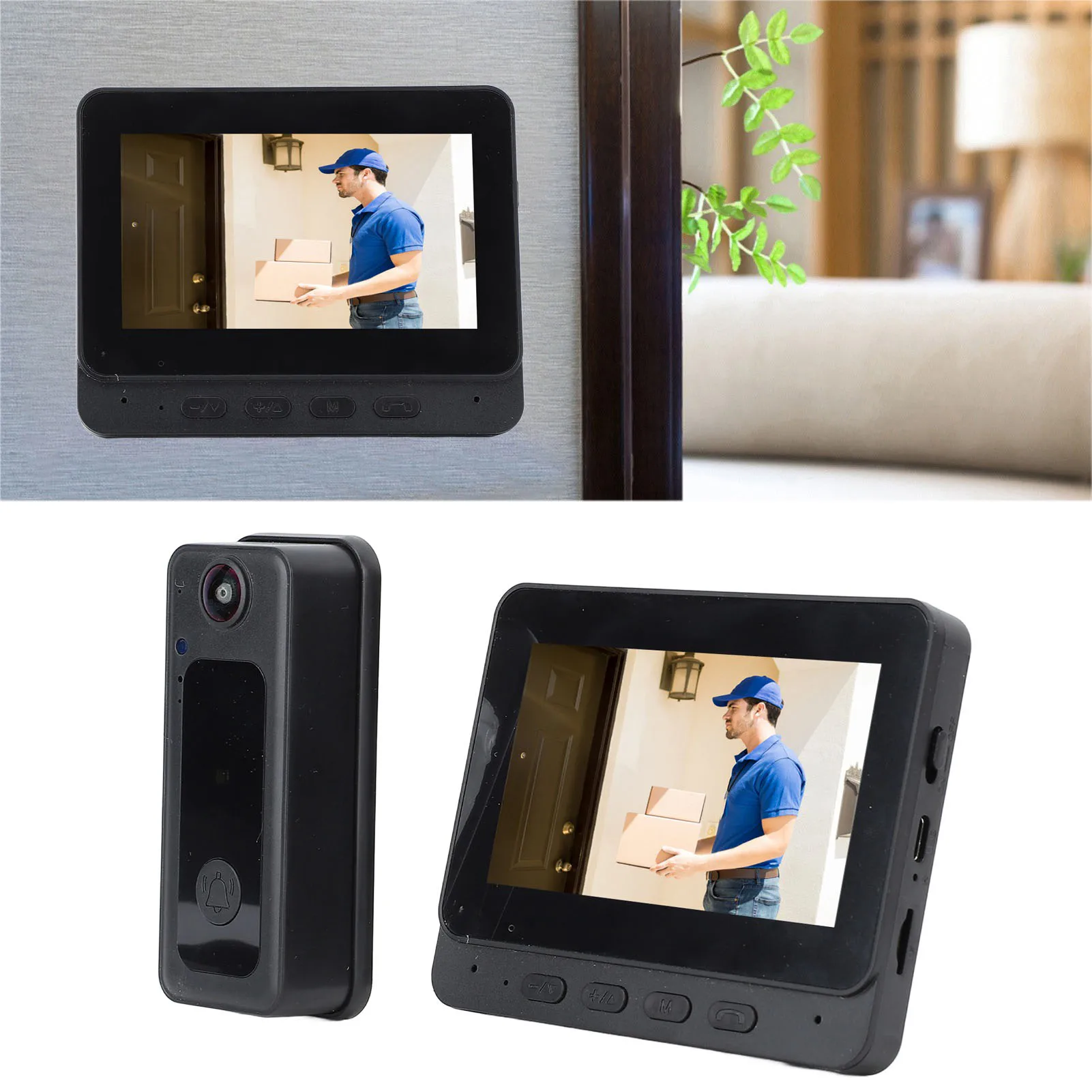 Surveillance Doorbell Camera 1080P HD 2 Way Talk 8MP 170 Degree Wide Angle Fisheye Lens Video Doorbell Camera for Villa