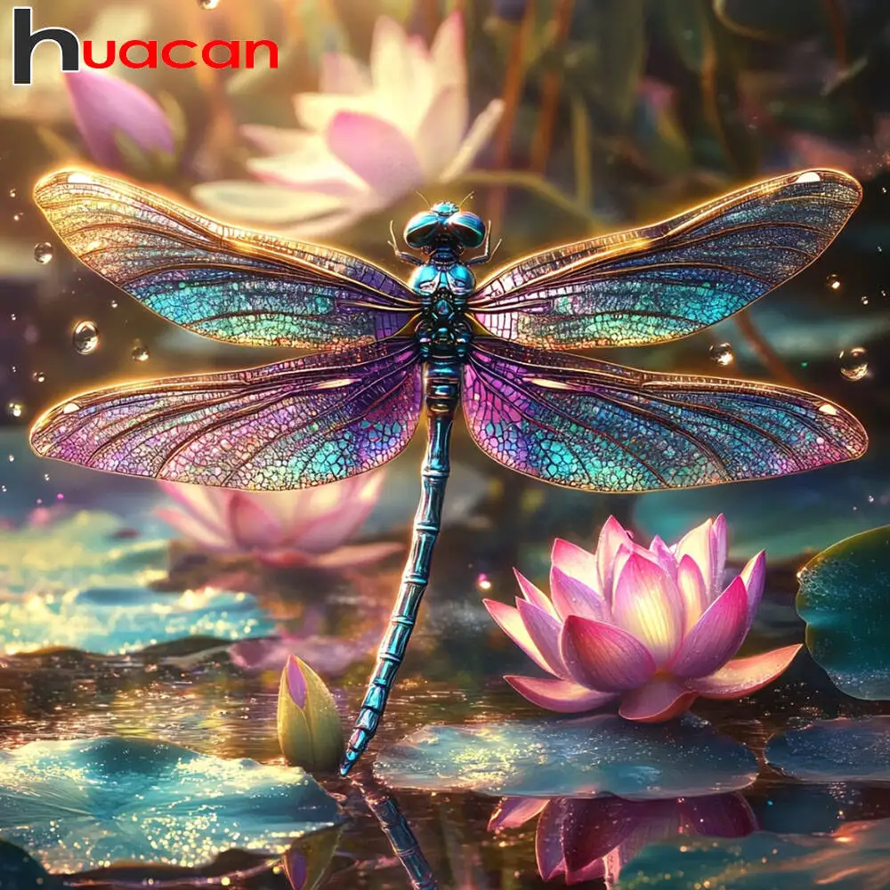 

Huacan 5D DIY Full Square Round Drill Diamond Painting Color Dragonfly Kit Crafts Rhinestone Diamond Embroidery Home Wall Decor