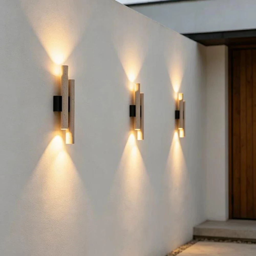 Outdoor Waterproof Yellow Cave Stone Wll Lamp Wabi Sabi Courtyard Villa Lamp Outdoor Fence Entrance Landscape Wall Light