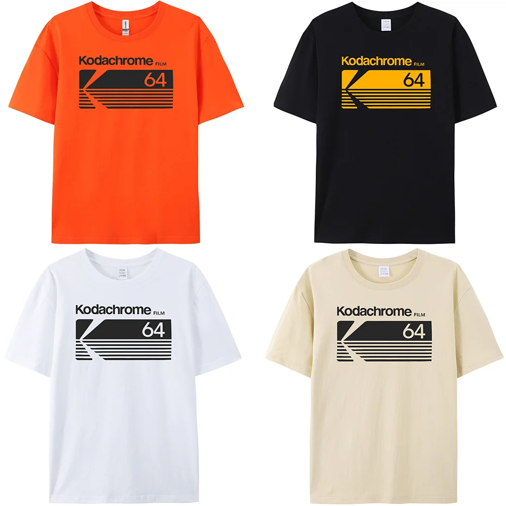 Fashion Kodak Kodachrome Logo T Shirt Men Short-Sleeve Photographer T-shirts Summer Tee Tops Pure Cotton Oversized Tshirt Merch