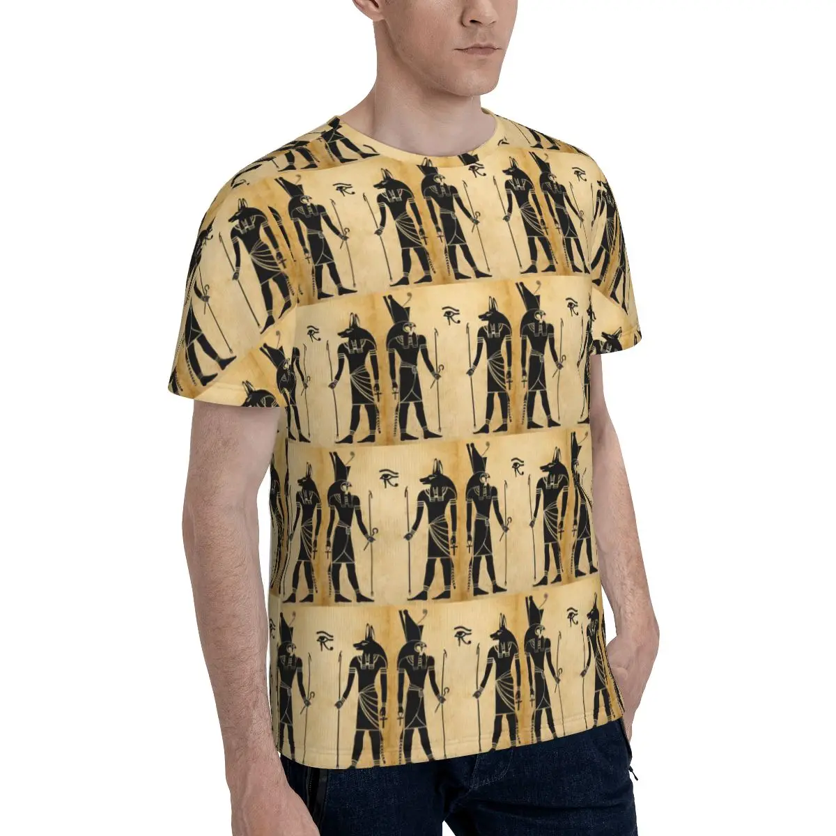 Ancient Egypt God Horus And Anubis Egyptian Pharaoh T-Shirt for Men Cotton T Shirts Men's Tees Short Crew Neck Clothes Tops