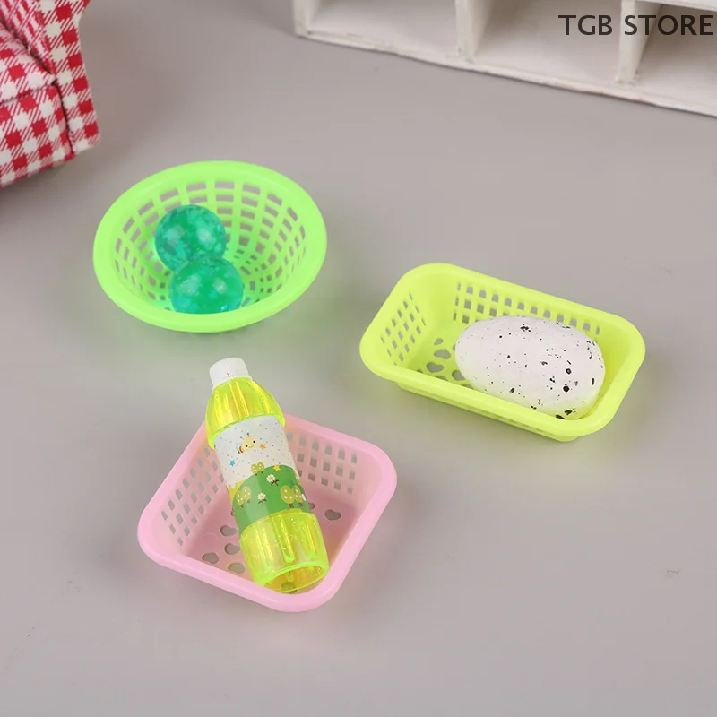 Cesta de almacenamiento para lavado de 10 Uds., casa de muñecas 1:12, cestas para lavar verduras, frutas y alimentos, decoración de cocina, accesorios para casa de muñecas de juguete