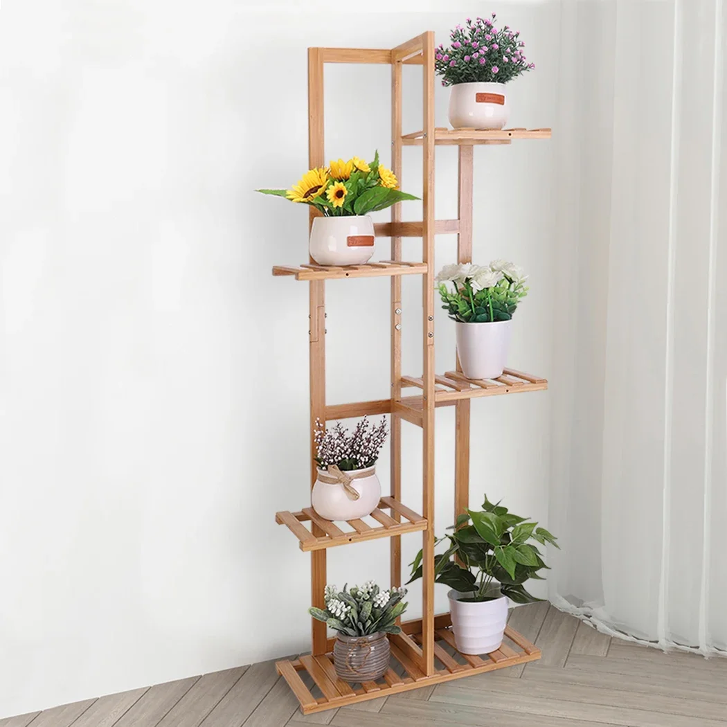 5 Tiers Bamboo Plant Stand Tall  Flower Stand Storage Display Rack for Indoor Outdoor
