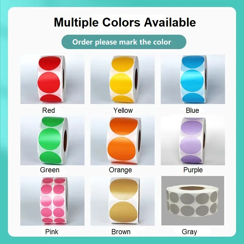 ملصقات نقطة حرارية ملصقات ختم الألوان 10 15 20 25 30 35 40 45 50 60 70 80 90 100 مللي متر لفات مستديرة ذاتية اللصق #6