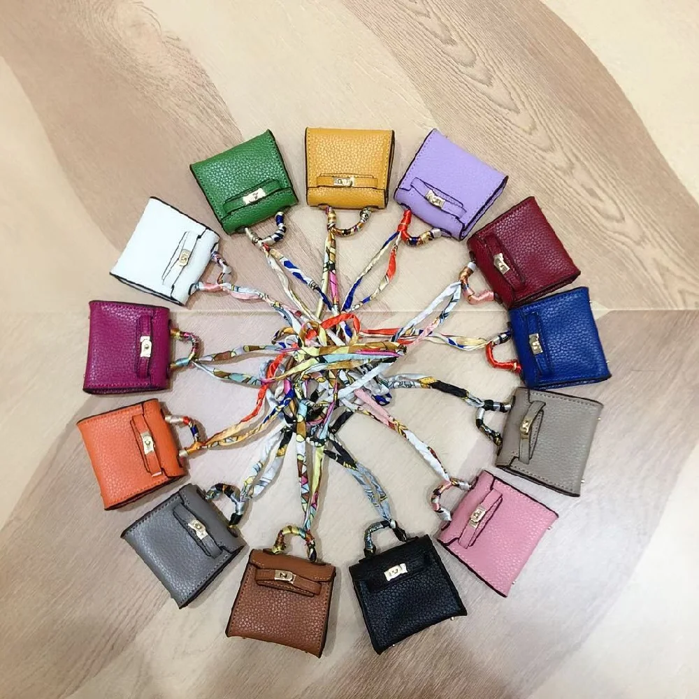 2024 H Home Mini Bag Pendant Cute Mini Leather Platinum Bag Pendant Earphone Bag Women\'s Car Keychain Accessories