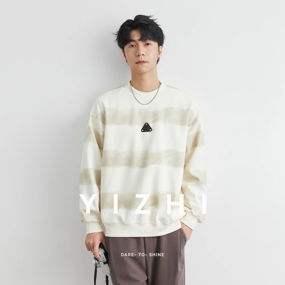 

Loose Men's American Style Retro Stripes Sweatshirt Casual Youth Clothing Large Size Trendy Top Youth Clothes Male Fashion