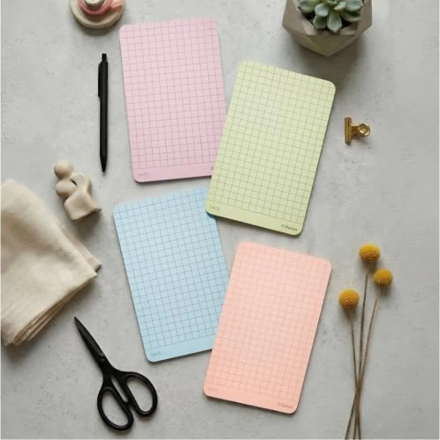 Grid Colored Note Cards inch, 40 ct Graphing Vertical Color Index Cards with Rounded Corners, Premium Thick Paper 350 gsm