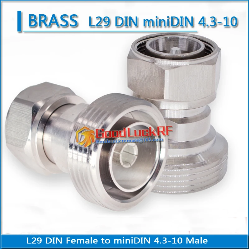 L29 7/16 DIN Female to miniDIN mini DIN 4.3-10 Male Plug Socket Straight Brass Coaxial 4310 RF Connector Adapters