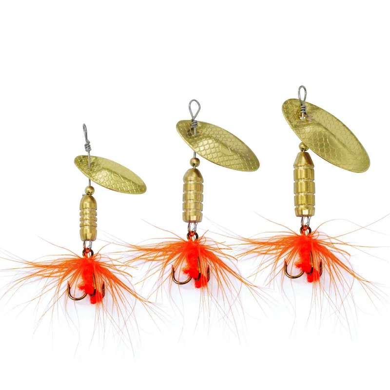 

Spinning Spinner Copper Leaf Hair-Tied Triple Hook Lure for Croaker Artificial Lure Fishing Tackle