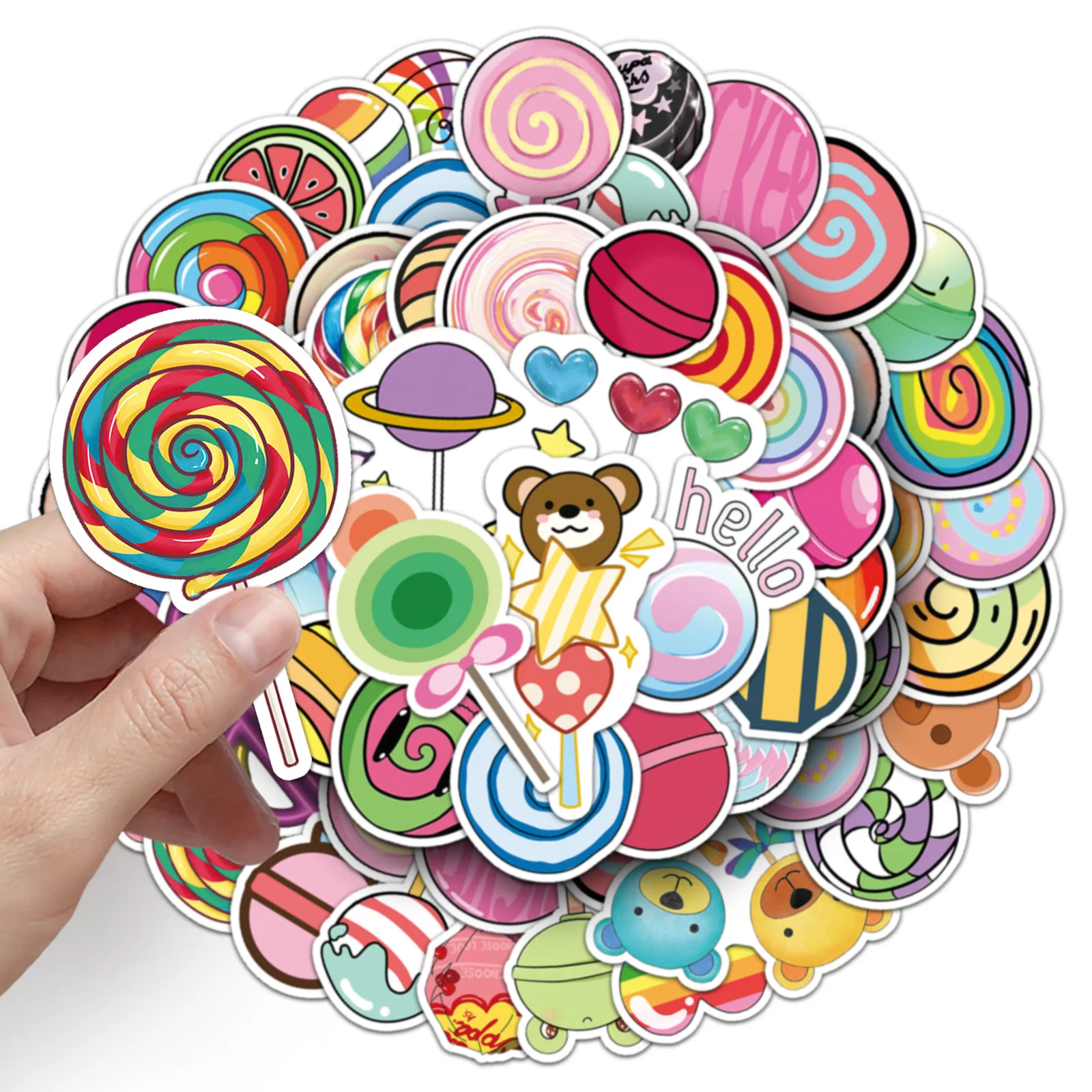 

50PCS Cute Ins Style Lollipop Stickers Waterproof Vinyl Decals for Water Bottle Laptop Luggage Phone Car Skateboard