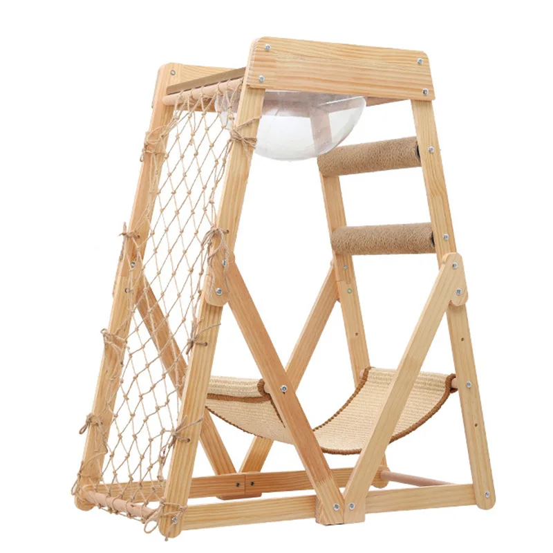 

New solid wood cat scratching column frame nest tree integrated