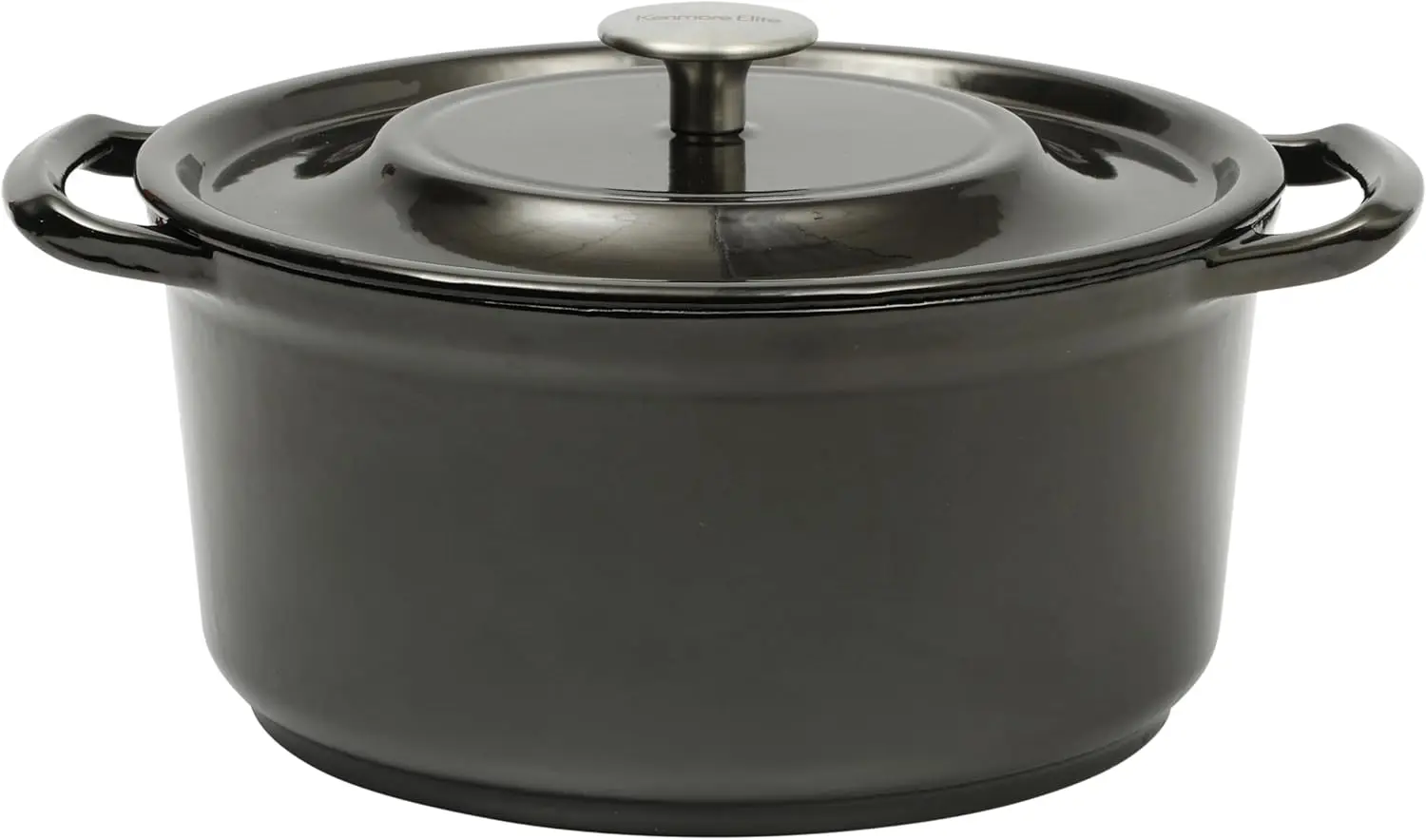 Cazuela de horno holandés de hierro fundido de 5 cuartos Oak Park con tapa y esmalte metálico - Gris bronce