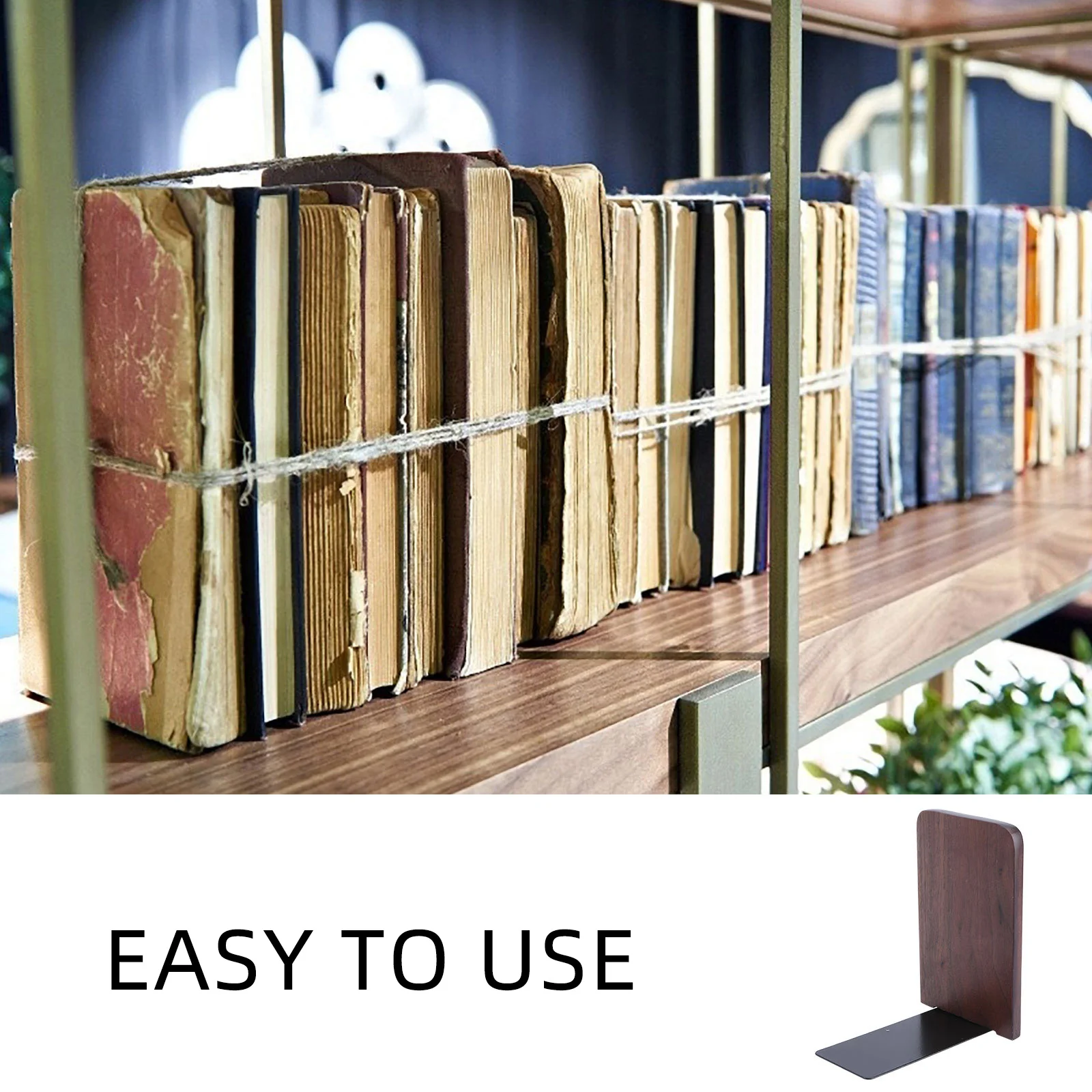 

2pcs Wooden Bookends Premium Solid Wood Thickening Creative Design Book Supports Multi-Functional Book Organizers For Home
