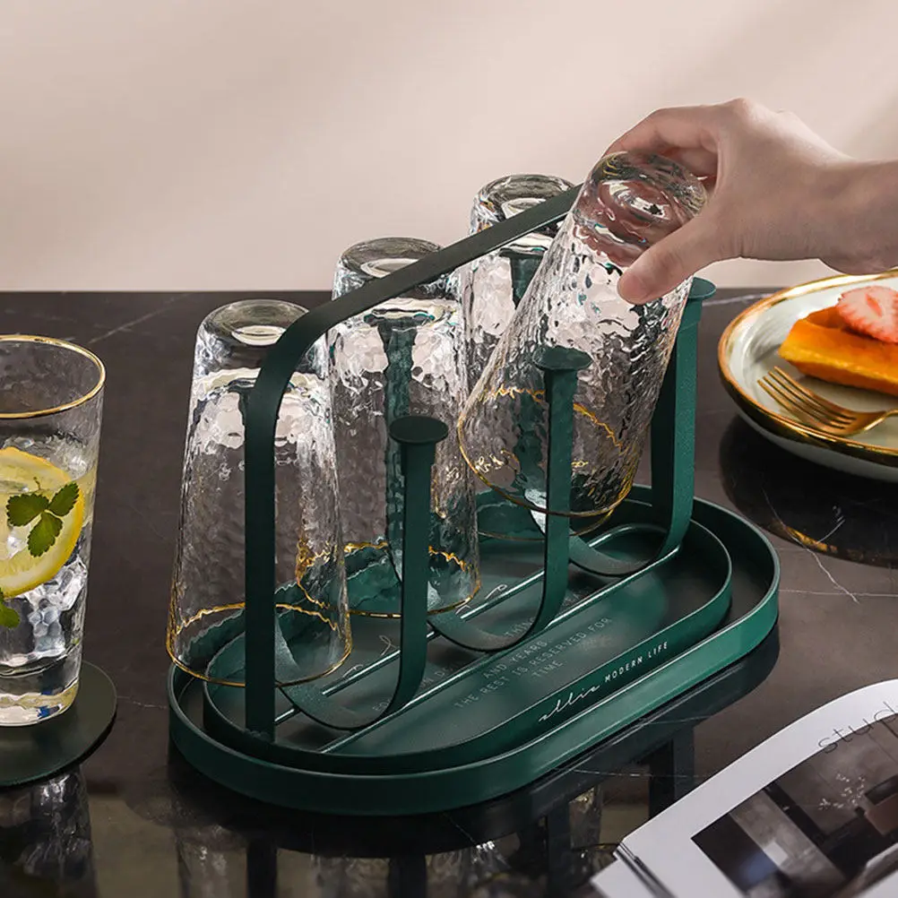 

1Set Coffee Cup Rack Draining Tray Household Cup Organizer Storage Display for Kitchen Use Kitchen Tray Drain Storage Rack