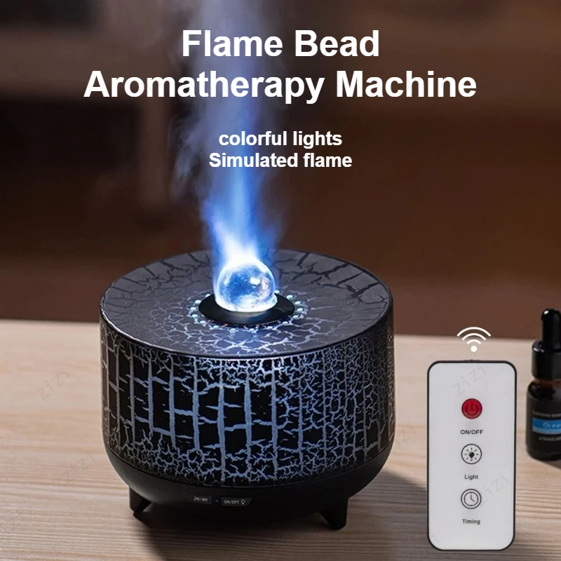 

Ароматерапевтическая машина с дистанционным управлением и имитацией пламенных шариков, красочная атмосфера, свет, увлажнение воздуха, машина для ароматерапии
