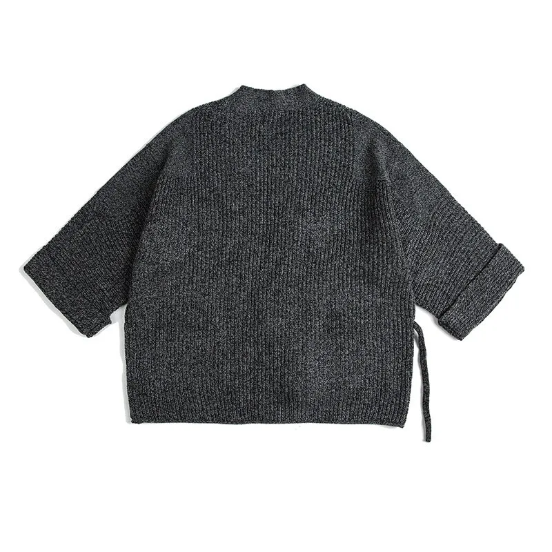 Японская уличная одежда, кардиган большого размера для мужчин, одежда в стиле Харадзюку, повседневный вязаный свитер с заниженными плечами, свободное пальто в стиле хип-хоп, мужское