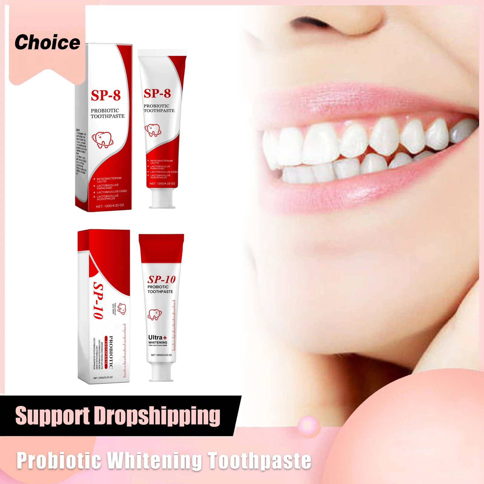 Sp 10 Probiotic Whitening Toothpaste Removes Years of Stains Fluoride-Free Mint Flavor Fresh Breath Sensitive Teeth Protection