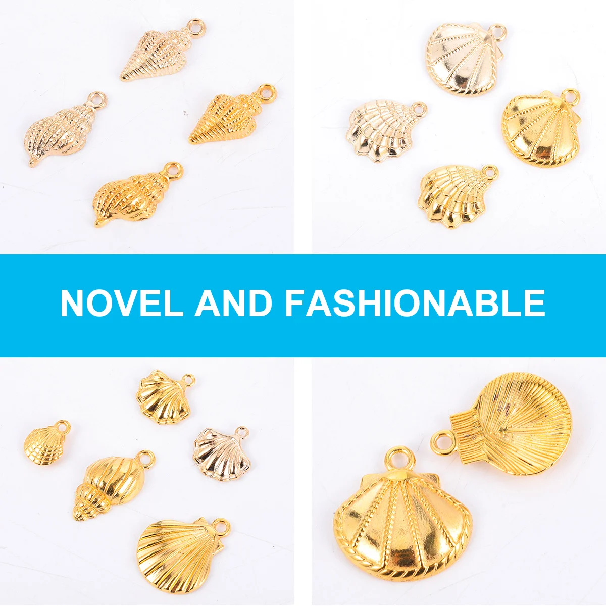 

83pcs Golden Conch Shell Pendant Jewelry Accessory Beach Charm Craft Seashell Necklace Bracelet Decor Shell Charms