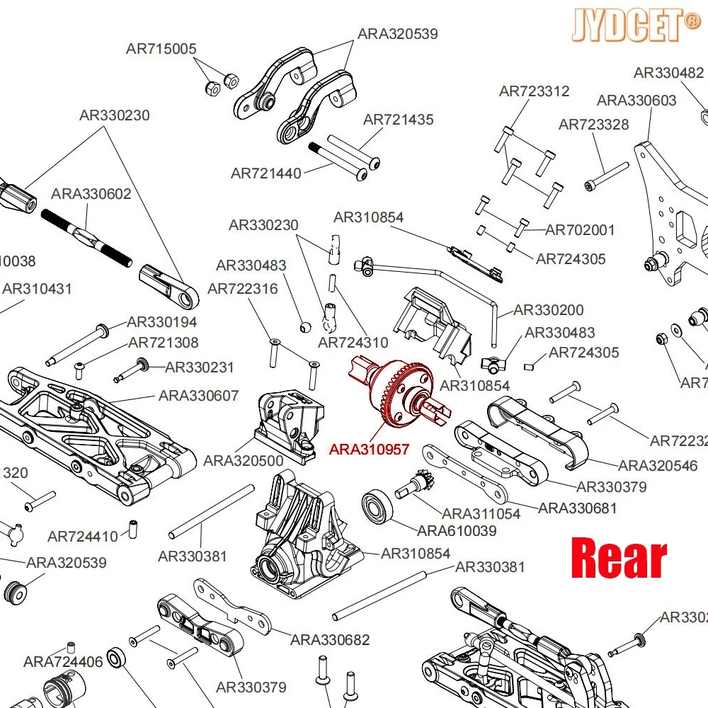 # ARA 310957   Zestaw przednich / tylnych dyferencji 10T / 43T do RC Arrma 1/7 FIRETEAM MOJAVE 6S 1/8 KRATON NOTORIOUS OUTCAST TALION