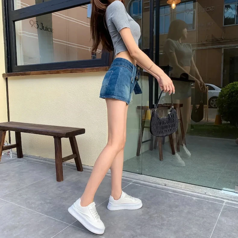 new summer young female women girls fashion casual sexy mid waist Denim shorts skirts