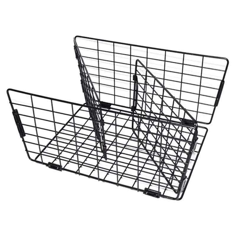 Solid Metal Bicycle Basket Foldable Tricycle Rear Basket Storage Basket with Installation Tool Bike Accessories