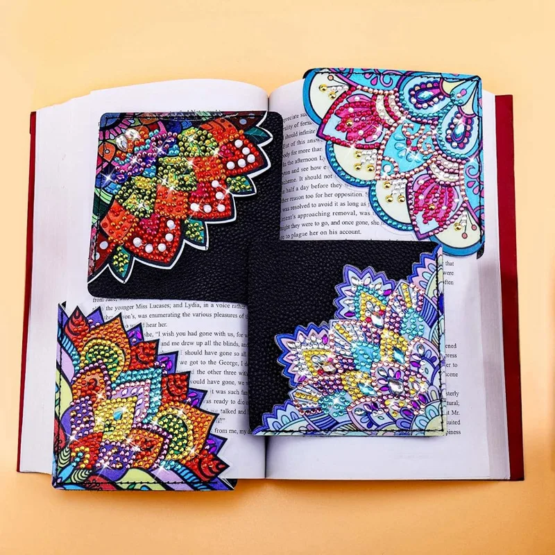 رسم ألماس لطيف ، علامات مرجعية زاوية تصنعها بنفسك ، مجموعات لعشاق الكتب ، 4 علامات فنية