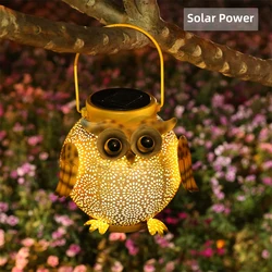 Hanging Solar Lantern Garden Light Waterproof Metal Decorative Solar Light Outdoor for Patio Yard Table Pathway Owl Pattern