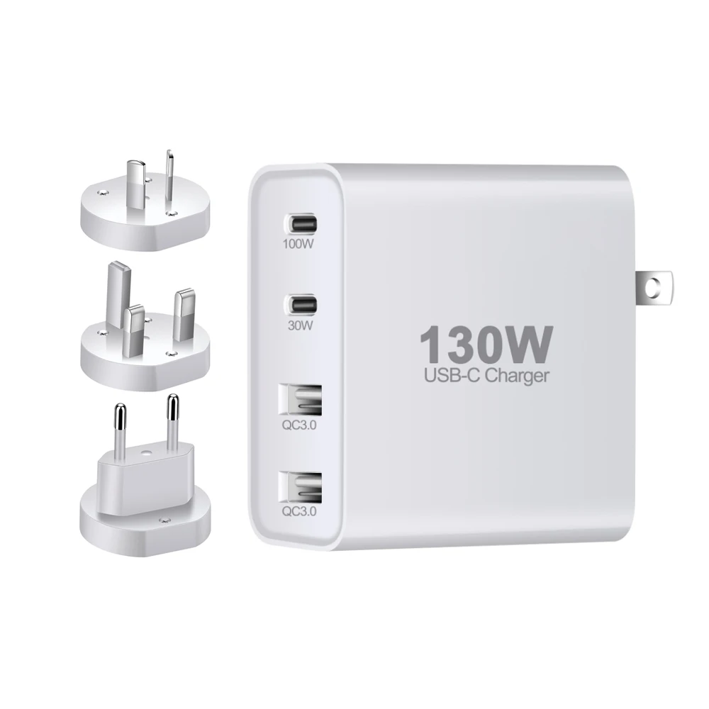 

Сетевое зарядное устройство GaN, 130 Вт, USB C, 4 порта, складное зарядное устройство GaN, быстрое зарядное устройство для iPhone 14/Pro Max/SE/11/XR/XS, IPAD Sams