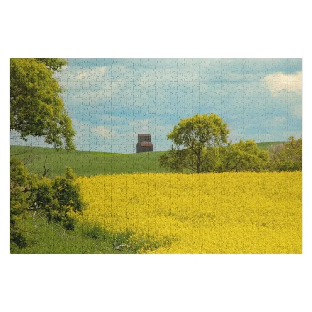 Grain Elevator and Blooming Canola Jigsaw Puzzle Diorama Accessories Personalized Gift Custom Child Gift Puzzle