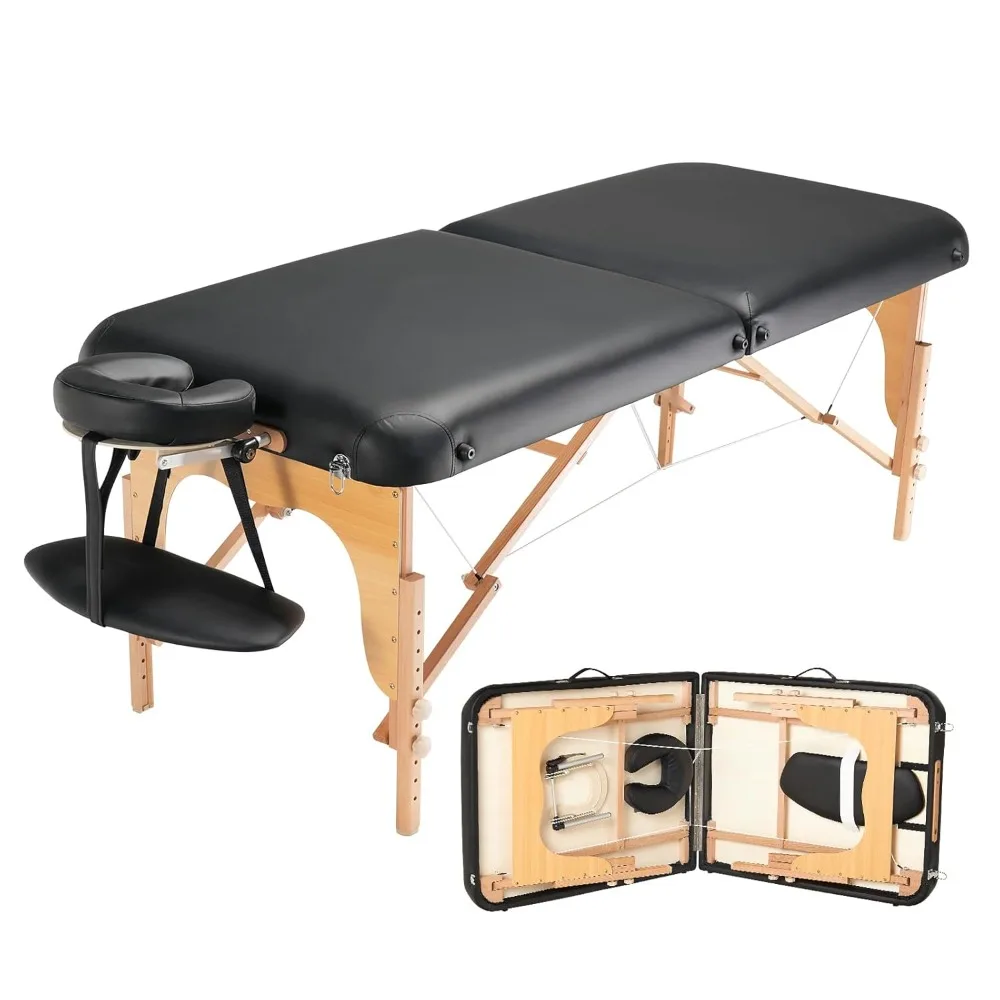 

Professional Wide Massage Table 30" W, Heavy Duty Folding Massage Table, 750LBS, 8-Level Height Adjustable Facial, Customized