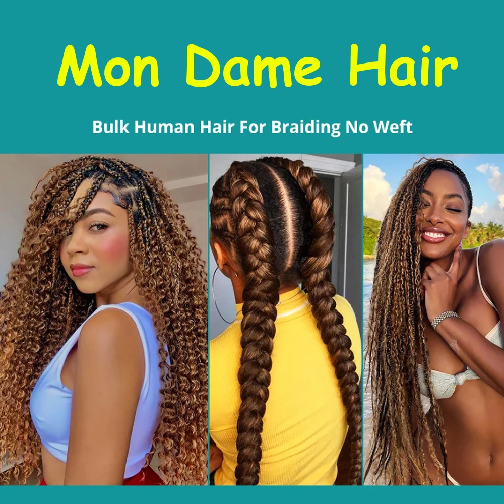 P4/27 Boho trecce capelli umani capelli umani sfusi per intrecciare fasci di capelli umani biondi onda profonda nessuna trama per le estensioni dei capelli delle donne