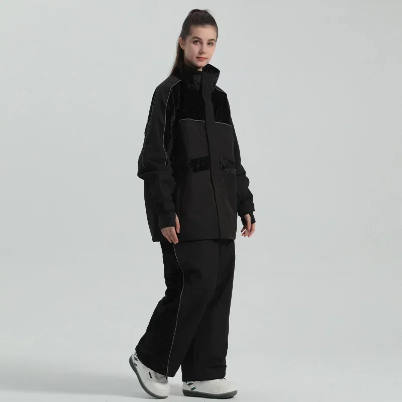 Conjuntos de nieve para hombre y mujer, traje de esquí cálido a prueba de viento, chaqueta y pantalones de Snowboard, para deportes de invierno,