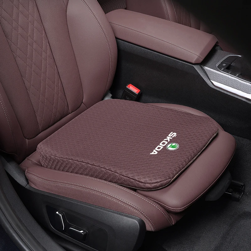 Car Seat Leather Breathable Booster Pad Inside For Skoda Octavia Superb Rapid Kodiaq Karoq Fabia Kamiq Roomster Citigo Enyaq