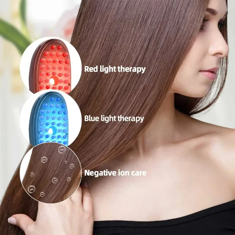 Sonic Vibration Scalp Massager Light Therapy Head Massage Comb Anti Hair Loss Anion Spray Hair Growth Brush Stress Relief