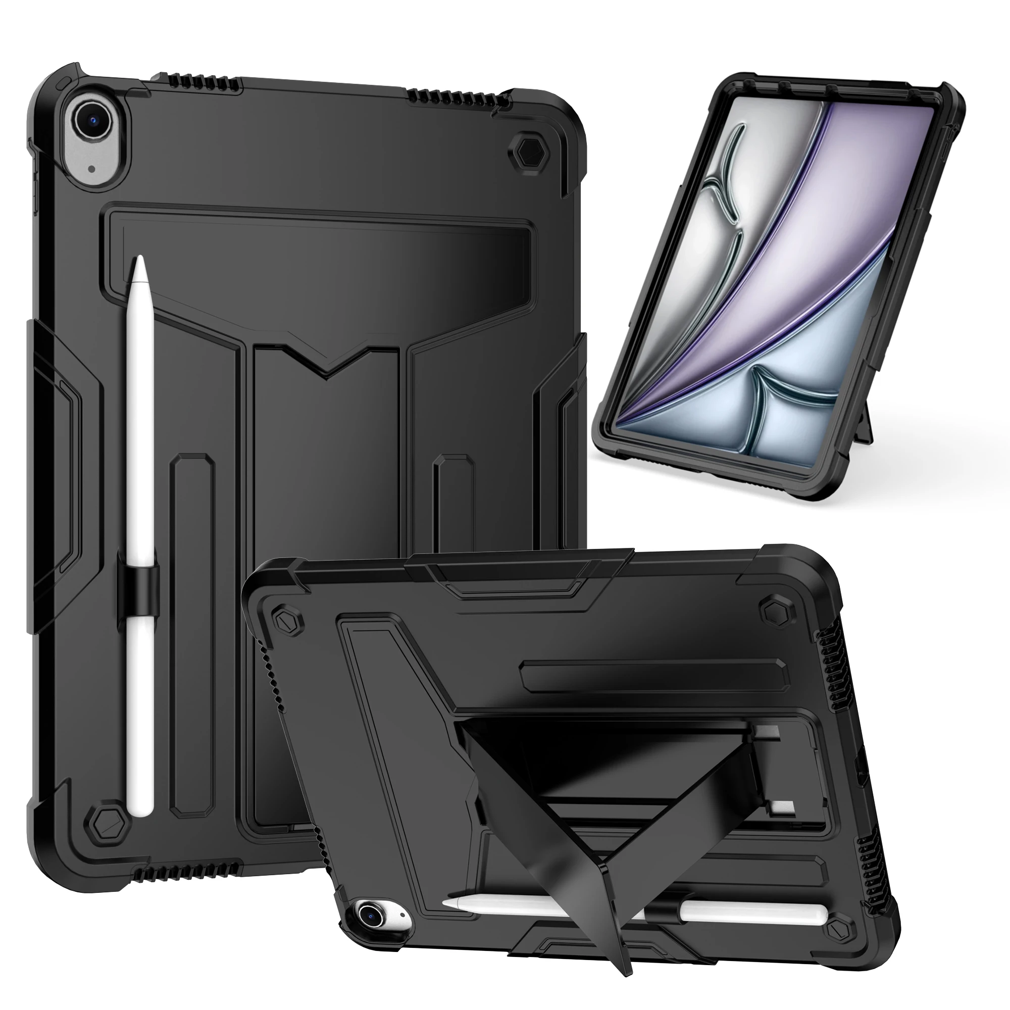 

Hybrid Case Universal for iPad Air 11 2025 M3 2024 M2 Air 4 5 10.9 2020 2022 Built-in Kickstand Cover Shockproof 3-Layer Protect