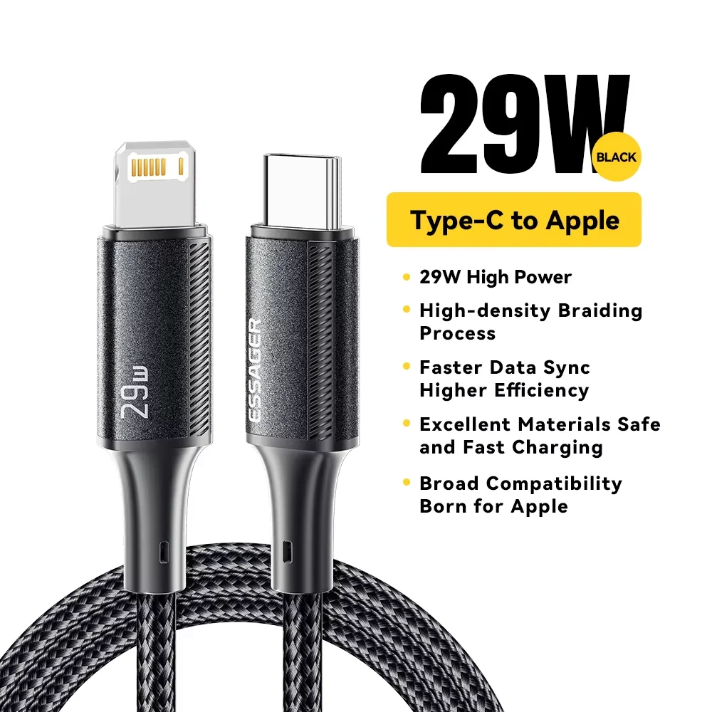 Essager USB-C-Kabel für iPhone 14 13 12 11 Pro Max Xs 8 Plus iPad Macbook, 29W PD Schnellladekabel Typ C zu Lightning Datenkabel