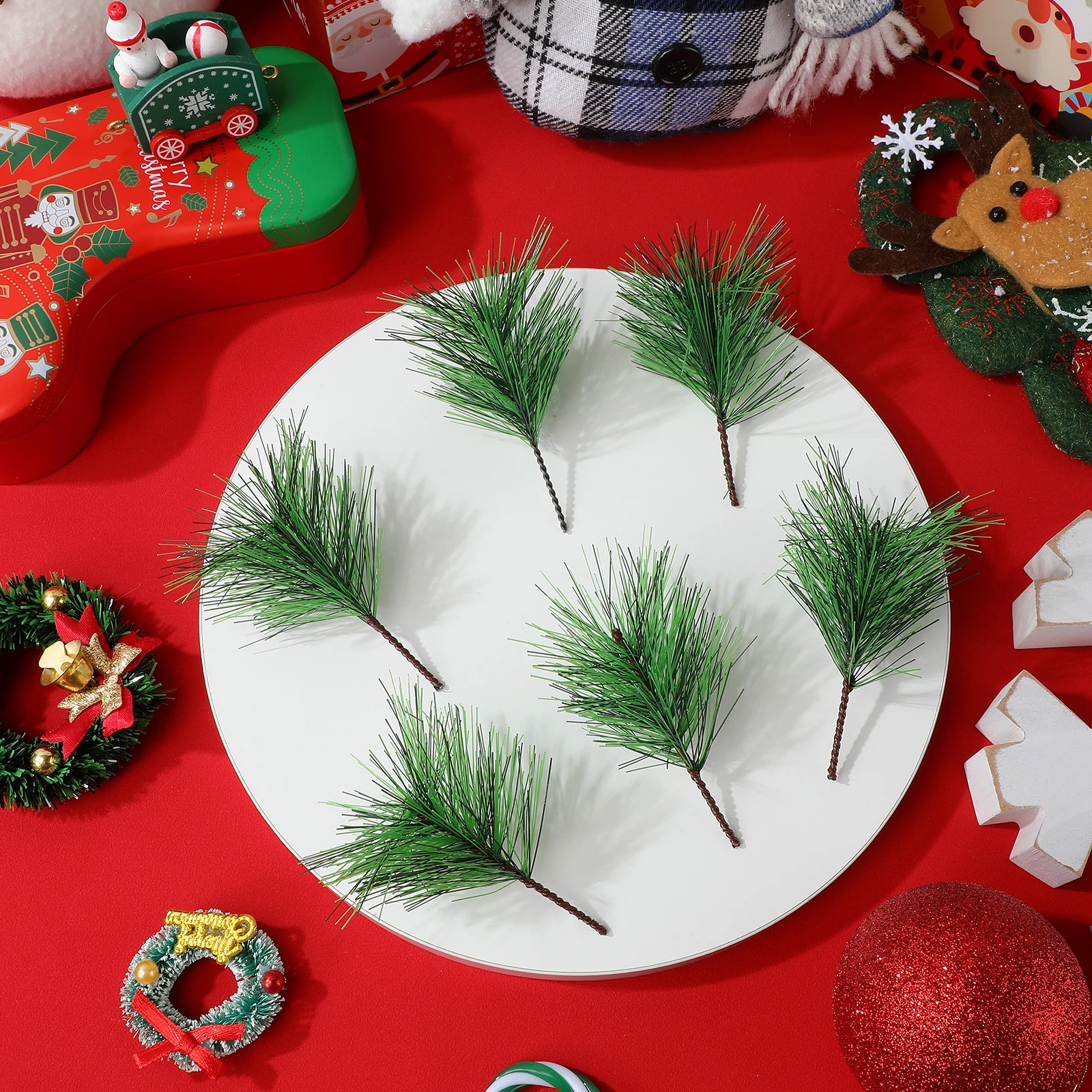 

60 Pcs Fake Pine Needles Artificial Tree Branches Garland Greenery for Crafts Picks