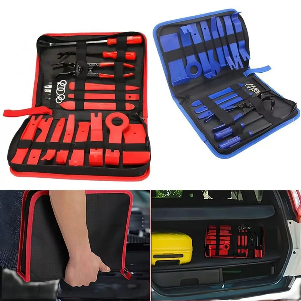 

19PCS Plastic Car Trim Removal Tool Red Blue Interior Disassembly Tools Auto Trim Puller Tool Panel Tool Rivet Fastener