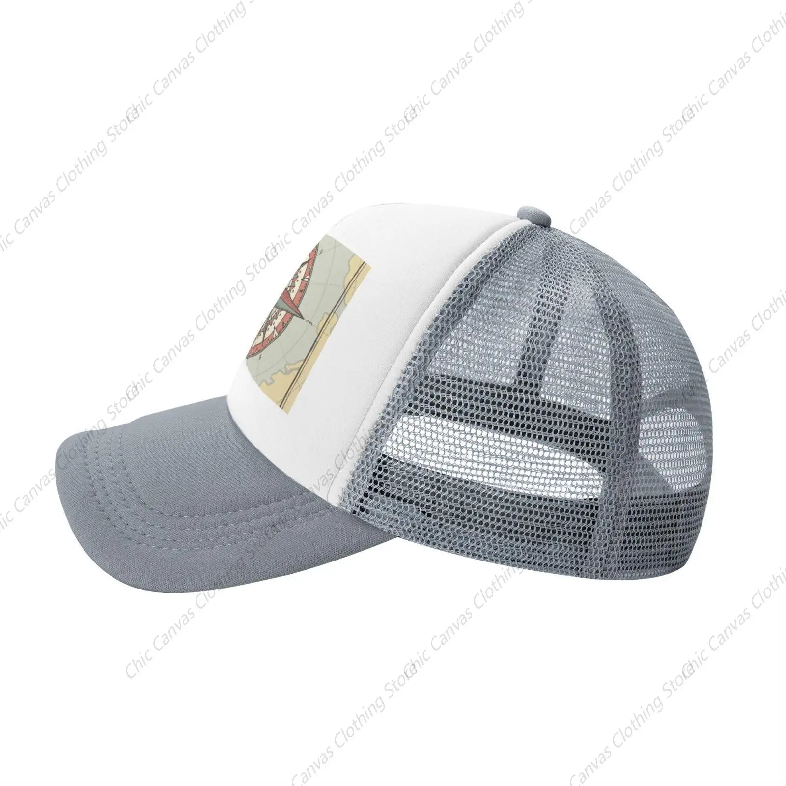 Wind Rose Old Compass Gray Mesh Baseball Cap Adjustable Adult Mesh Hat Comfortable ?Summer Outdoor Sun Hat For Daily Outdoor image 3