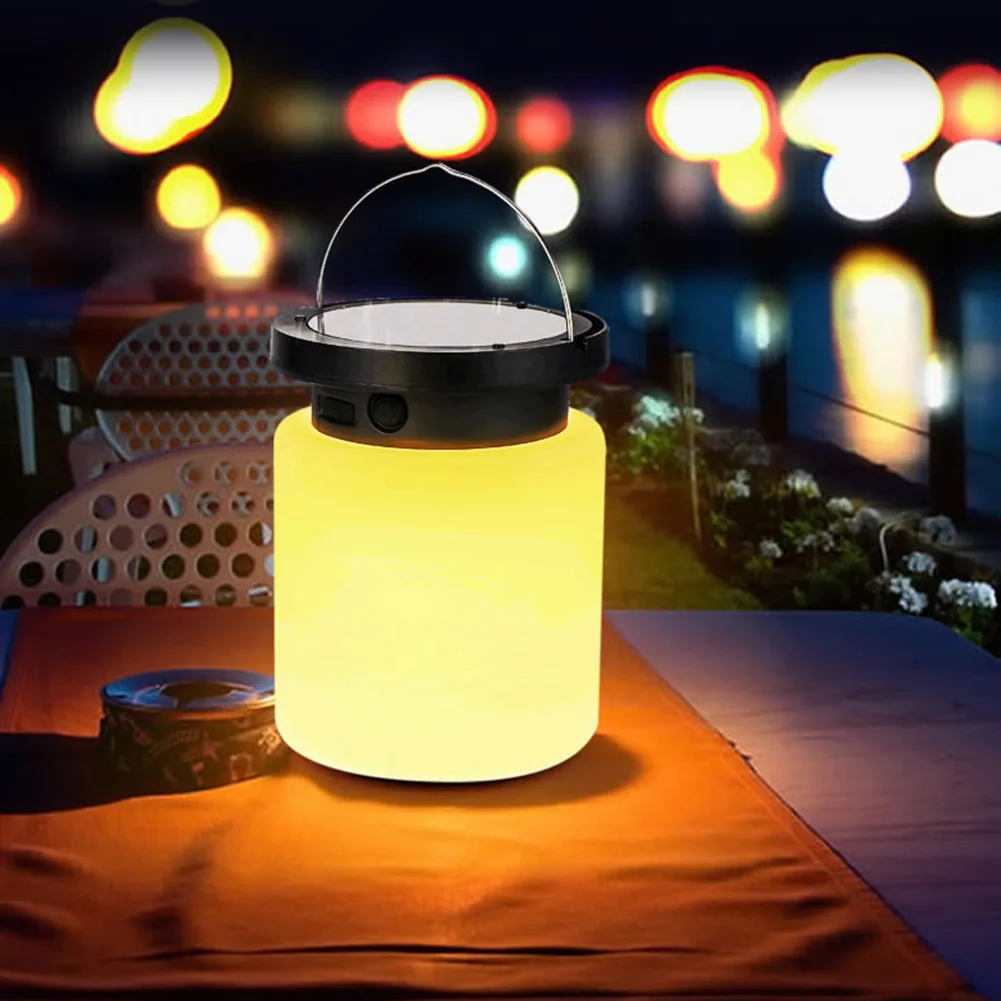 LED Colorful Silicone Lantern Light Solar USB Dual Power Breathing Outdoor Lamp Emergency Street Security Lamp for Garden Decor