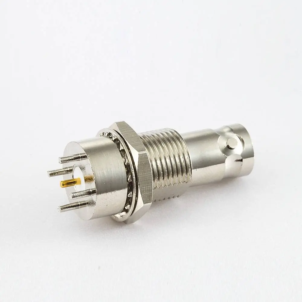 50Ω BNC Connector for PCB Female Straight Front Bulkhead Through Hole