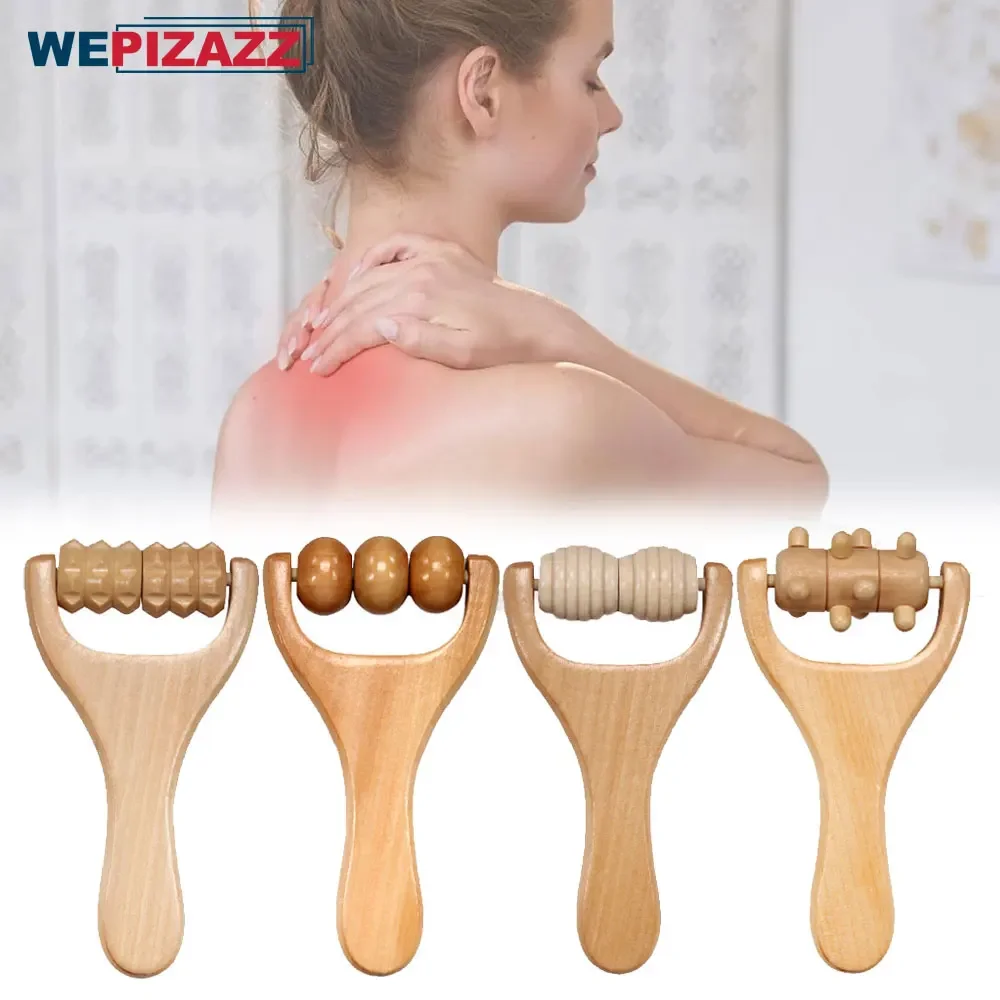 Instantly Self Massage Waist Thigh Leg Hands Full Body Roller Tool Massager DIY Maderotherapy Pure Wood Lightweight Massage Tool