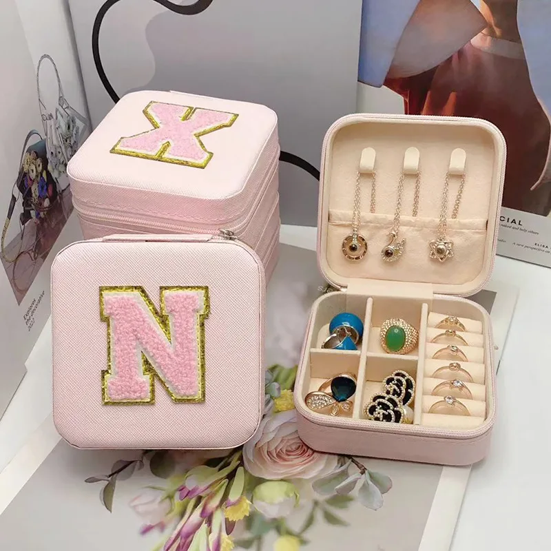 Creative Alphabet Jewelry Box Portable ins Wind Travel Jewelry Ring Earrings studs Necklace Earrings Accessories storage box