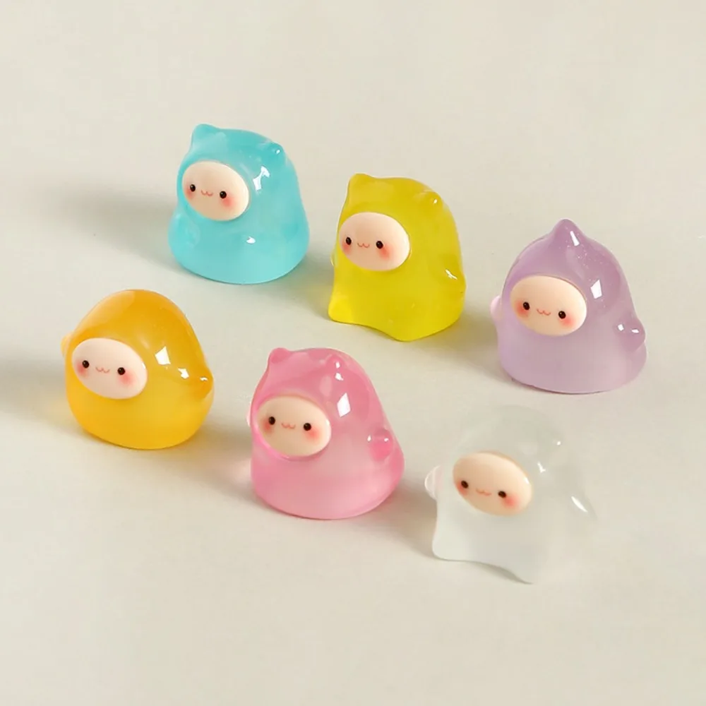 Glow in The Dark Resin Mini Ghost Figures Cute Kawaii Luminous Micro Doll Set Glowing Miniature Ornaments for DIY Garden Decor