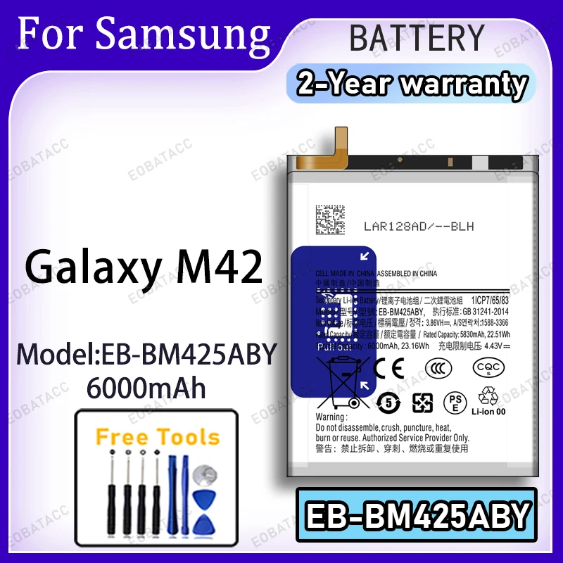 2026 New EB-BM425ABY Battery For Samsung Galaxy M42 6000mAh Replacement Battery + Free Tools