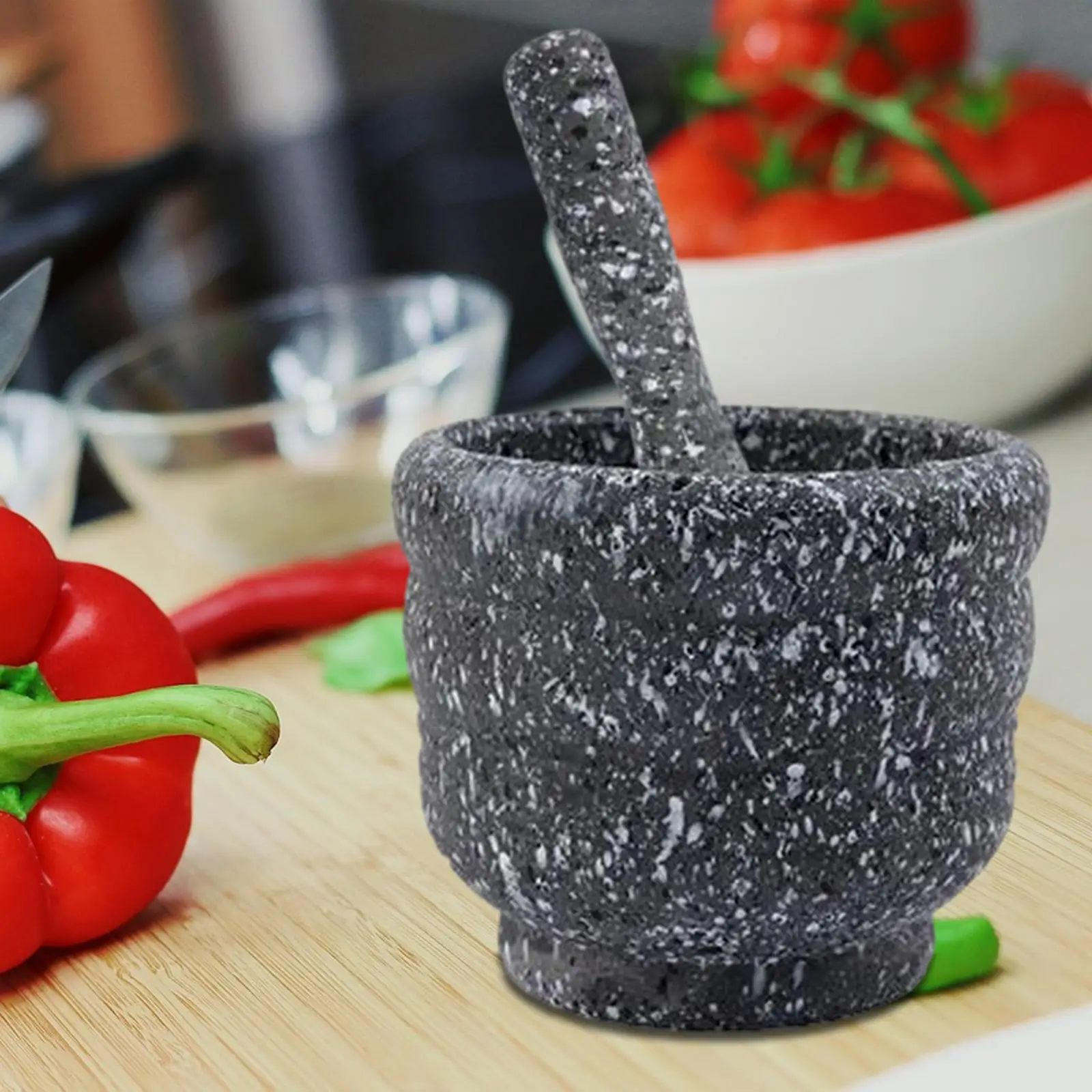 Mortero y maja, olla para triturar ajo de boca ancha, trituradora de ajo multiusos para salsa Guacamole, nueces de pimiento mostaza fresca