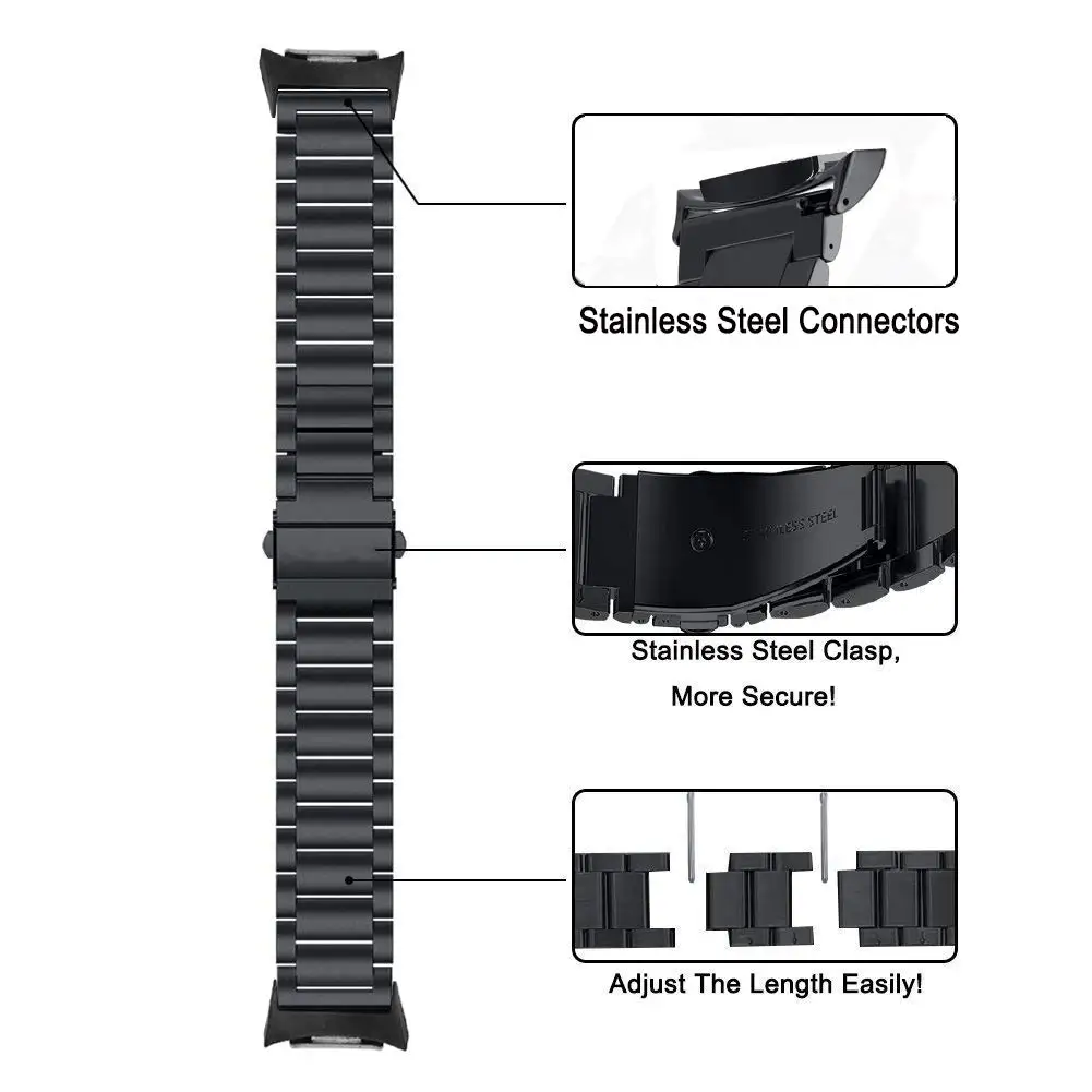 Beiziye Rvs Smart Horloge Band Voor Samsung Gear S2 SM-R720 SM-R730 Met Adapter Connector Metalen Sport Armband Riem